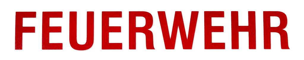 Schriftzug "FEUERWEHR" rot