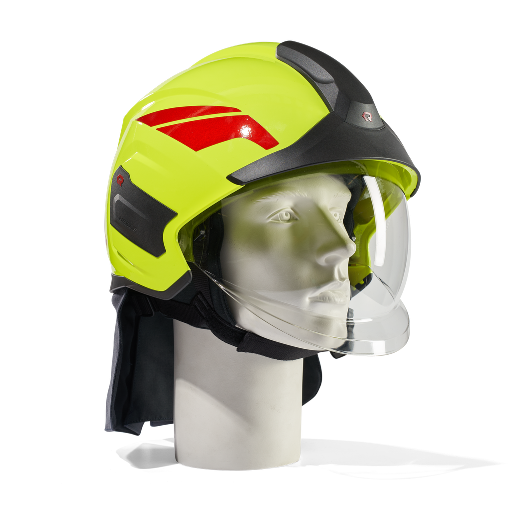 HEROS Titan jaune fluorescent phosphorescent avec visière de protection du visage, bavolet, bandes de casque