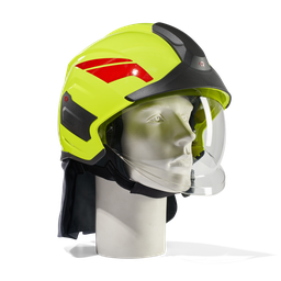 HEROS Titan jaune fluorescent phosphorescent avec visière de protection du visage, bavolet, bandes de casque