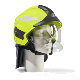 HEROS Titan jaune fluorescent phosphorescent avec visière de protection du visage et des yeux, bavolet, bandes de casque