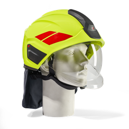 HEROS H30 jaune fluorescent phosphorescent avec visière de protection du visage, bavolet, bandes de casque