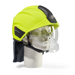 HEROS H30 jaune fluorescent phosphorescent avec visière de protection du visage et des yeux, bavolet